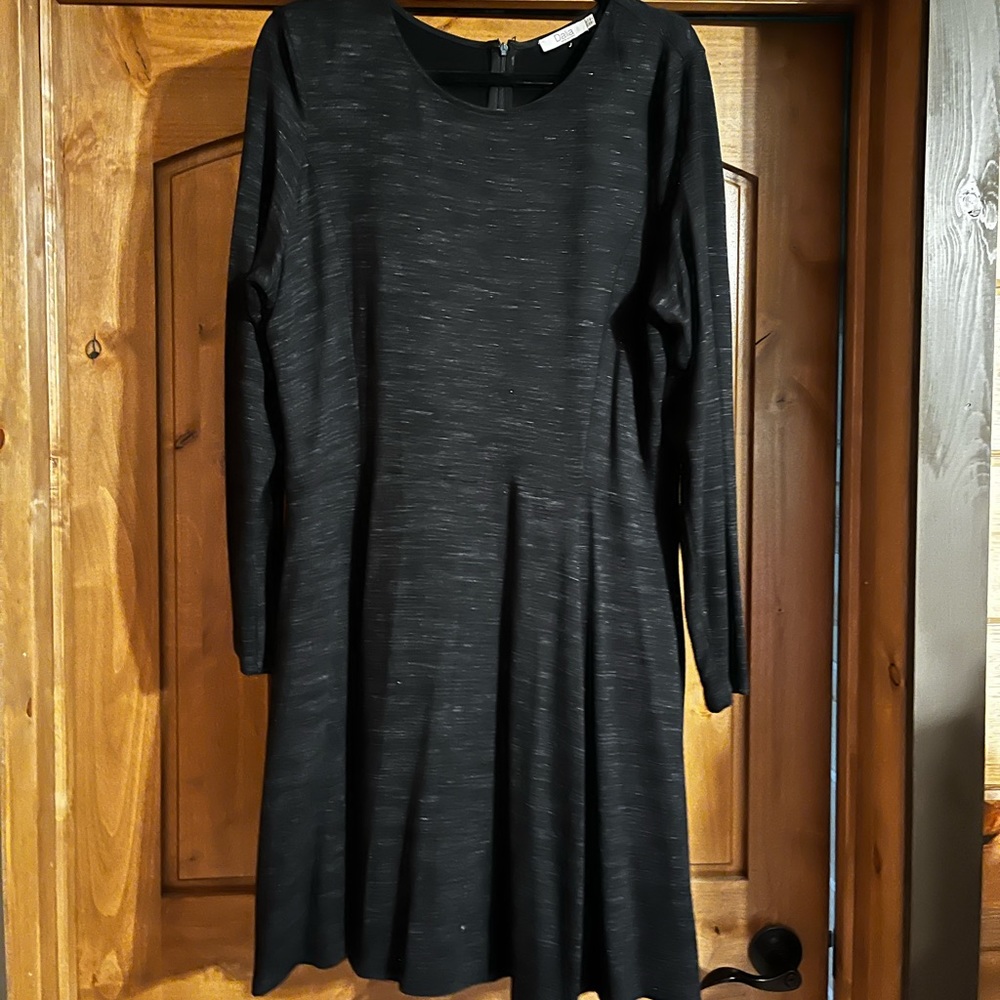 Dalia black cotton dress with zipper back